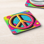 Groovy Peace Flower Power Getränkeuntersetzer (Linke Seite)