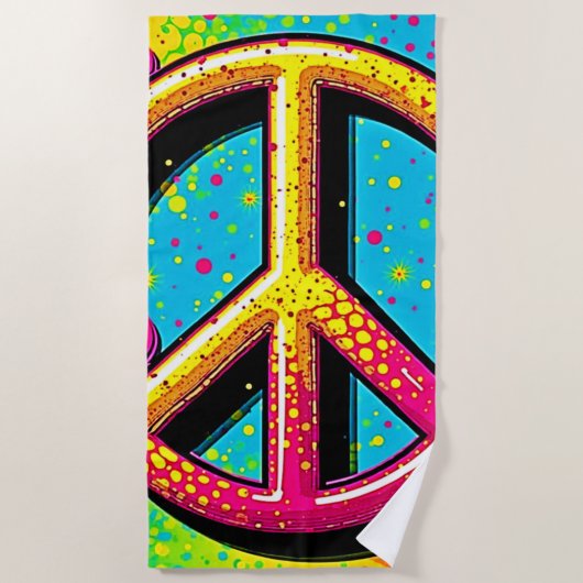 Groovy Peace Flower Power Strandtuch (Vorderseite)