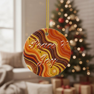 Groovy Peace & Joy Keramik-Ornament Retro 70er Keramik Ornament