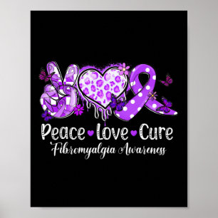 Groovy Peace Liebe Heilung Lila Ribbon Fibromyalgi Poster