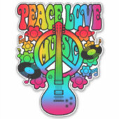 Groovy Peace Liebe Music Aufkleber (Vorderseite)