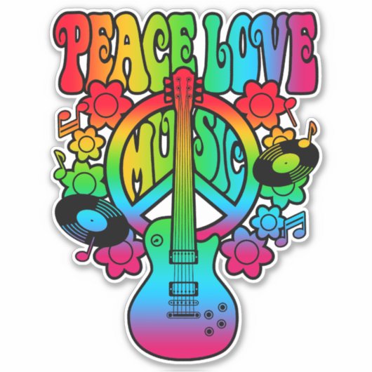Groovy Peace Liebe Music Aufkleber (Vorderseite)