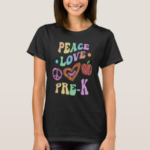 Groovy PEACE LIEBE PRE K Leopard Print PreK Lehrer T-Shirt