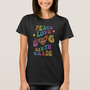 Groovy PEACE LIEBE SEXTH GRADE Leopard Print 6th G T-Shirt