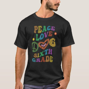 Groovy PEACE LIEBE SEXTH GRADE Leopard Print 6th G T-Shirt