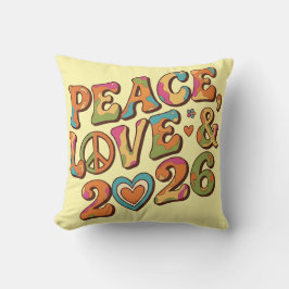 Groovy Peace Love 2026 Retro Pillow Kissen