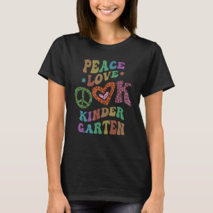 Groovy PEACE LOVE KINDERGARTEN Leopard Print Kinde T-Shirt