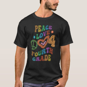 Groovy PEACE LOVE VIERTE KLASSE Leoparden-Druck 4. T-Shirt