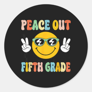 Groovy Peace Out 5. Klasse Abschluss Letzte Runder Aufkleber