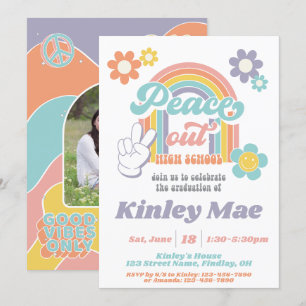 Groovy Peace Out High School Graduation Party Einladung