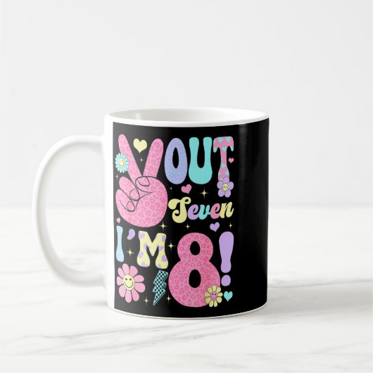 Groovy Peace Out Seven I'm 8 Years Old 8th Birthda Kaffeetasse (Links)