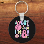 Groovy Peace Out Seven I'm 8 Years Old 8th Birthda Schlüsselanhänger (Vorderseite)