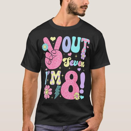 Groovy Peace Out Seven I'm 8 Years Old 8th Birthda T-Shirt (Vorderseite)