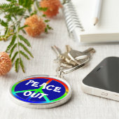Groovy Peace Out Sign Schlüsselanhänger (Seite)