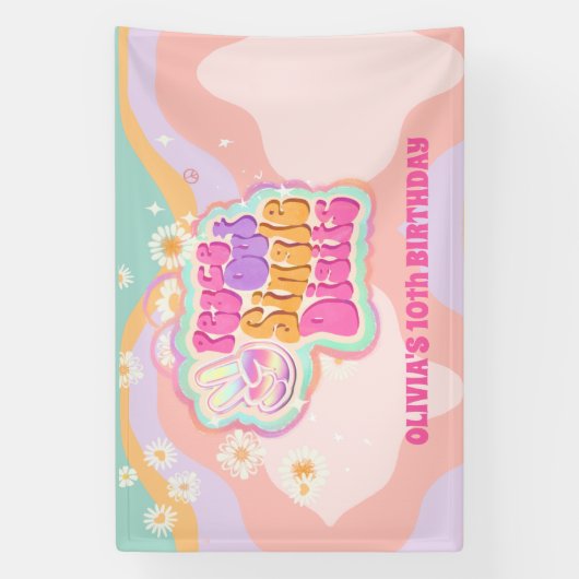 Groovy Peace Out Single Digits 10. Zeichen Banner (Vertikal)