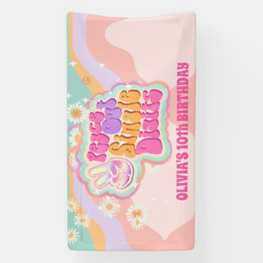 Groovy Peace Out Single Digits 10. Zeichen Banner (Vertikal)