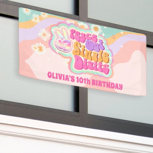 Groovy Peace Out Single Digits 10. Zeichen Banner (Äußeres Gebäude)