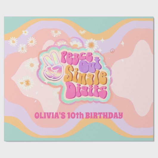 Groovy Peace Out Single Digits 10. Zeichen Geschenkpapier (Flach)