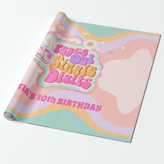 Groovy Peace Out Single Digits 10. Zeichen Geschenkpapier (Ungerollt)