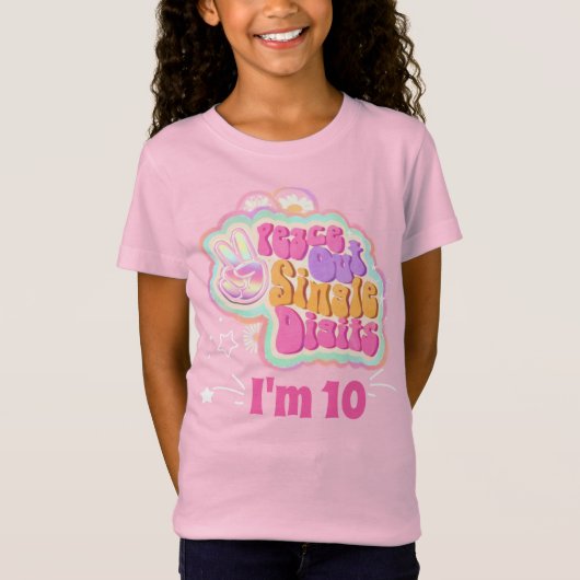 Groovy Peace Out Single Digits Ich bin 10 T - Shir T-Shirt (Vorderseite)