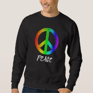Groovy Peace Sign 70er Farbiges Friedenszeichen Fr Sweatshirt