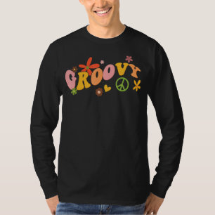 Groovy Peace Sign Liebe Retro 60er 70er Floral Blu T-Shirt