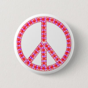 Groovy Peace Sign mit Spots Button