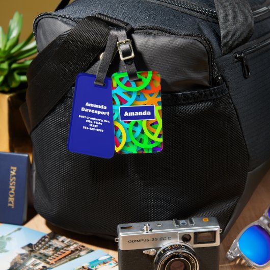 Groovy Peace signalisiert Regenbogenmuster Gepäckanhänger (Vorderseite & Rückseite)