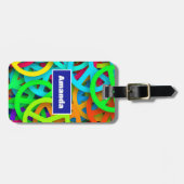 Groovy Peace signalisiert Regenbogenmuster Gepäckanhänger (Vorderseite horizontal)