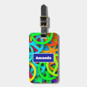 Groovy Peace signalisiert Regenbogenmuster Gepäckanhänger (Vorderseite vertikal)