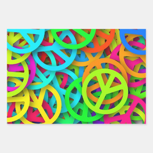 Groovy Peace signalisiert Regenbogenmuster Geschenkpapier Set (Vorderseite 2)