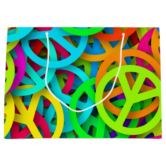 Groovy Peace signalisiert Regenbogenmuster Große Geschenktüte (Vorderseite)