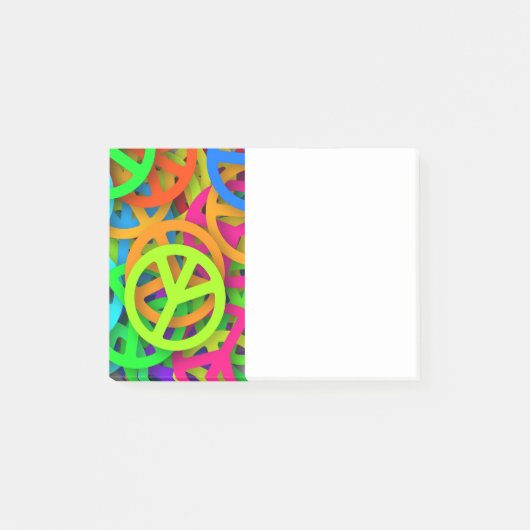 Groovy Peace signalisiert Regenbogenmuster Post-it Klebezettel (Vorderseite)