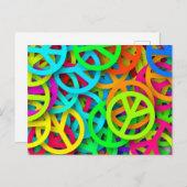 Groovy Peace signalisiert Regenbogenmuster Postkarte (Vorne/Hinten)