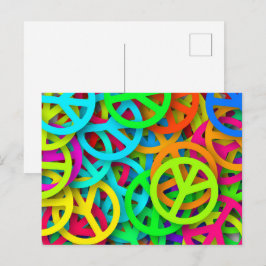 Groovy Peace signalisiert Regenbogenmuster Postkarte
