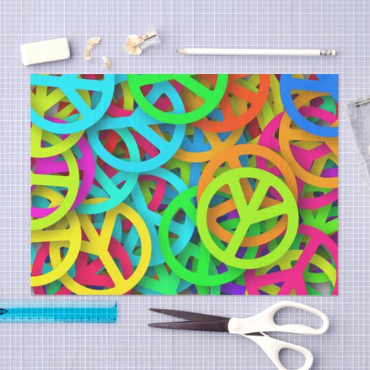 Groovy Peace signalisiert Regenbogenmuster Seidenpapier (Handwerk)