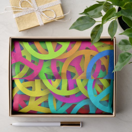 Groovy Peace signalisiert Regenbogenmuster Seidenpapier (Geschenk)