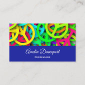 Groovy Peace signalisiert Regenbogenmuster Visitenkarte (Vorderseite)