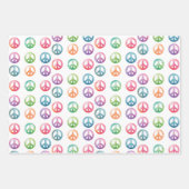 Groovy Peace signalisiert Wasserfarben-Hippie-Lieb Geschenkpapier Set (Vorderseite 3)