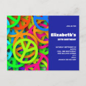 Groovy Peace Signs Rainbow Pattern Birthday Einlad Postkarte (Vorderseite)
