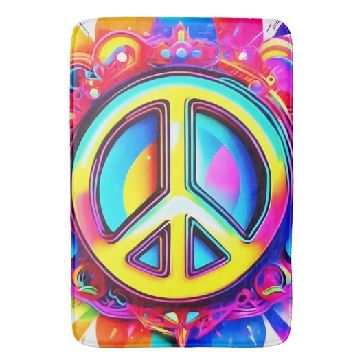 Groovy Peace Vibes Badematte (Vorderseite Vertikal)