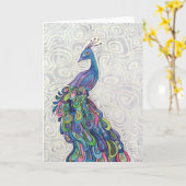 Groovy Peacock Grußkarte Karte (Gelbe Blume)