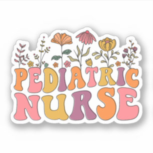 Groovy Pediatric Nurse RN Wildblumen PEDS Nurse Aufkleber