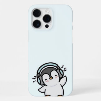 Groovy Penguin Music Lover Phone Case - Light Blue iPhone 16 Pro Max Hülle