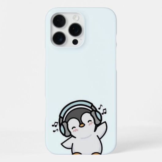 Groovy Penguin Music Lover Phone Case - Light Blue iPhone Hülle (Rückseite)