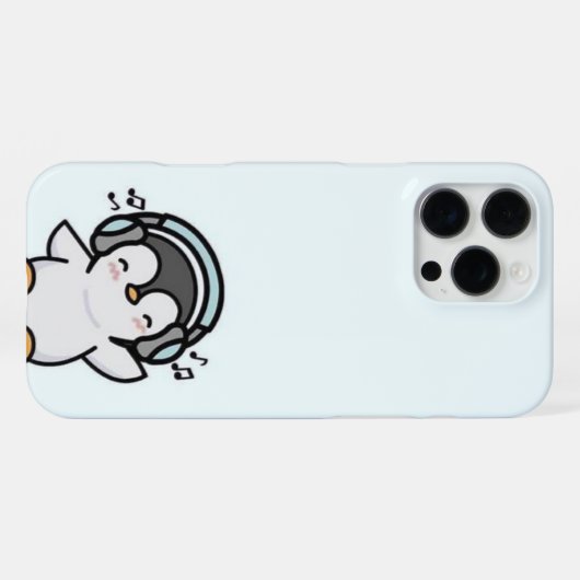 Groovy Penguin Music Lover Phone Case - Light Blue iPhone Hülle (Rückseite (Horizontal))