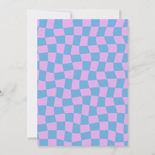 Groovy Periwinkle Checkerboard Niedliche Babydusch Einladung (Rückseite)