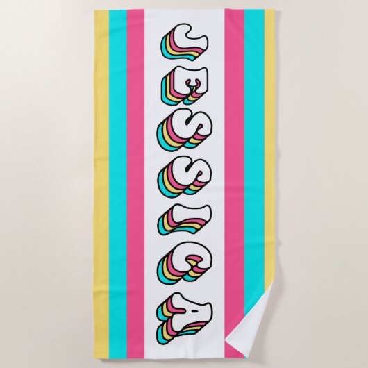 Groovy Personalisiert Beach Handtuch (Vorderseite)