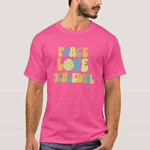 Groovy Pickleball-Shirts für Mädchen Peace Love Pi T-Shirt