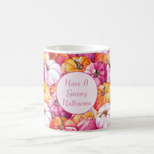 Groovy Pink Blush Orange Halloween-Kürbisse Kaffeetasse
